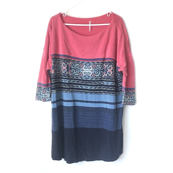 FREE PEOPLE Combo Steppin Out Shift Dress Size L - Picture 1 of 6